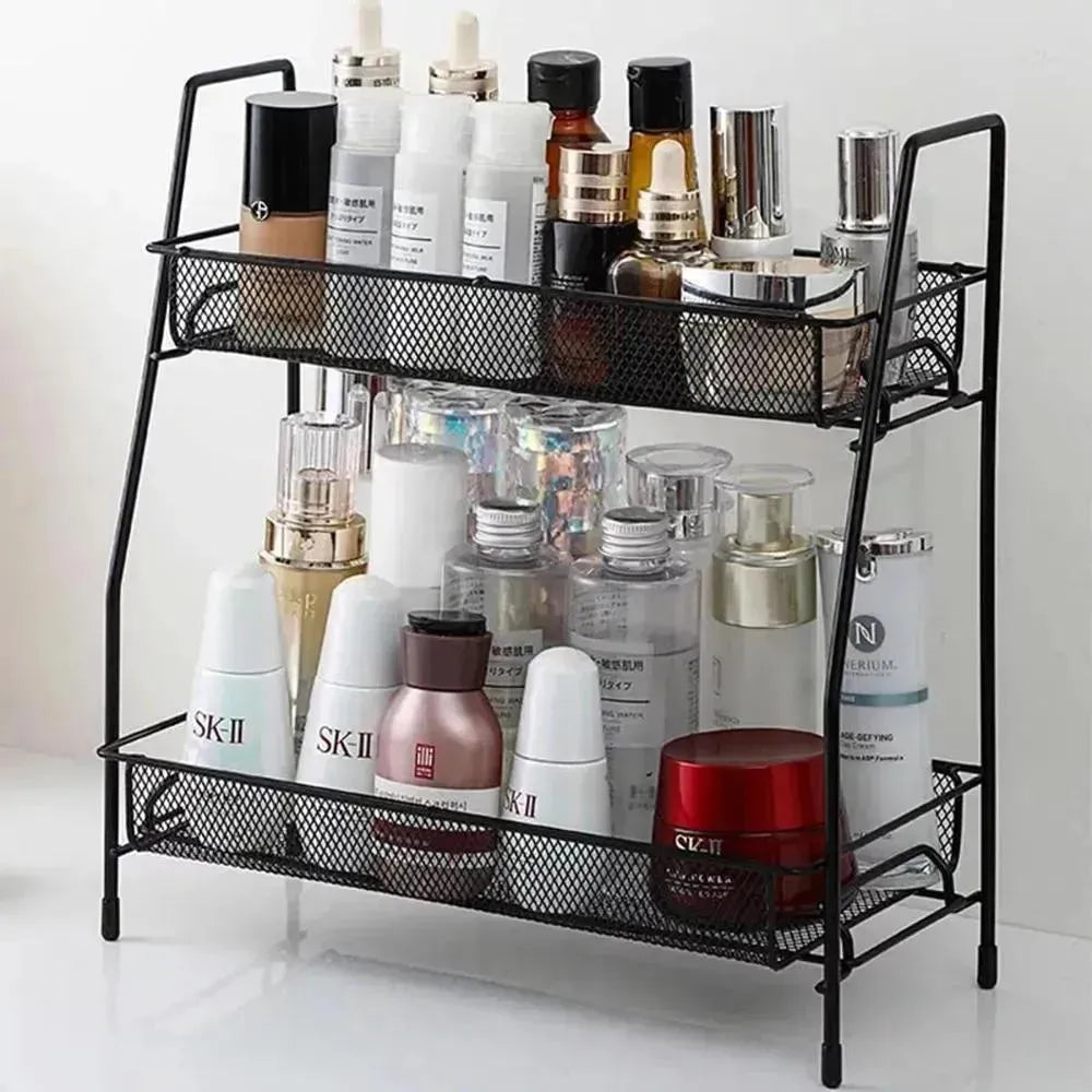 Black 2-Tier Desk Organizer for Home & Office Storage