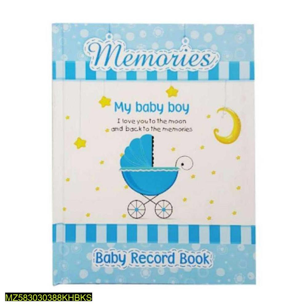 Baby Record Book Blue Yellow Design