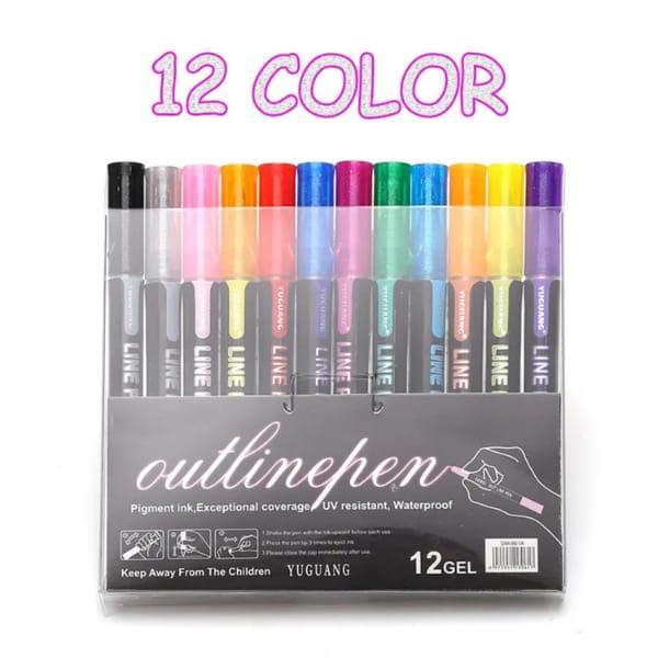 Double Line Art Marker Pens Waterproof UV Resistant