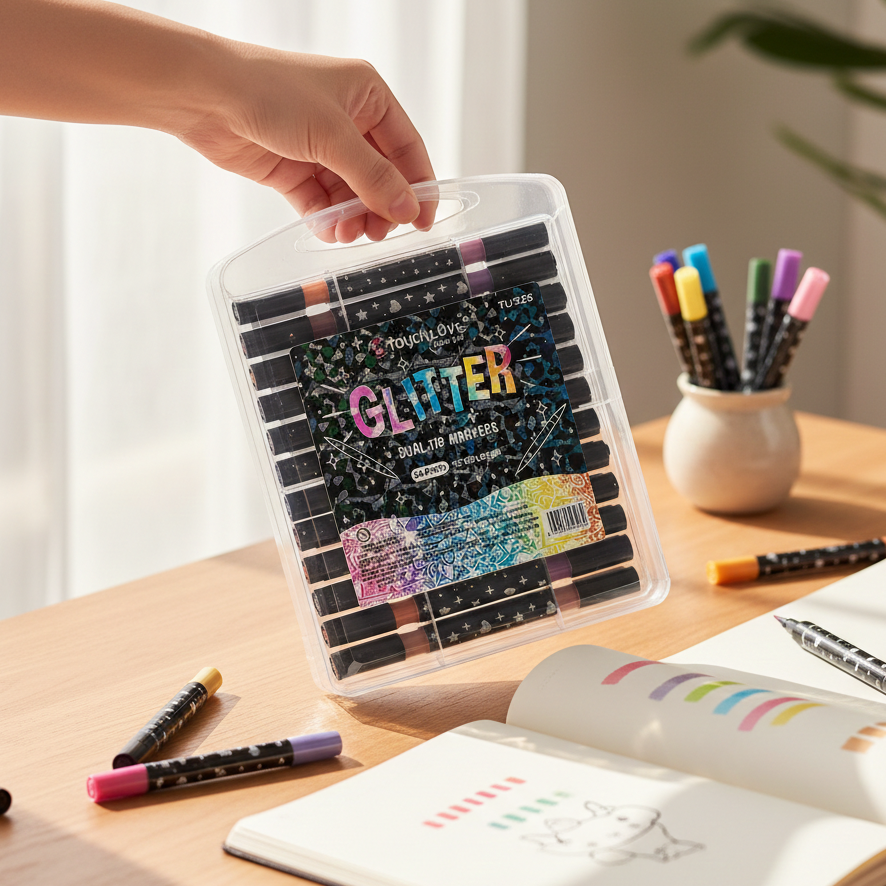 Double Line Outline Glitter Marker Pens Creative Dual Effect Writing And Drawing Tools For Art Craft And Decoration